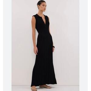 NWOT Dissh HAL Black Sleeveless Knit Maxi Dress Collared Women’s Size XS